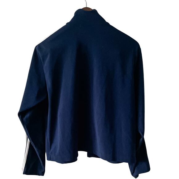 Vintage 80s Track Jacket navy white zip front size medium M - Picture 3 of 8